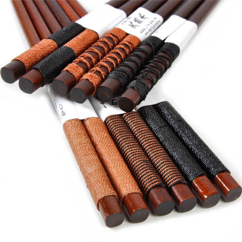 Handmade Classic Japanese Wooden Chestnut Chopsticks Set of 6