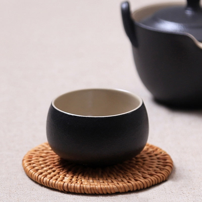 Elegant Japanese Round Weaved Drink Coasters (Set of 6)