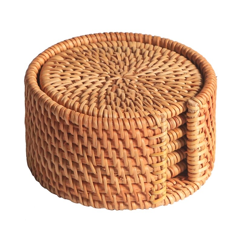 Elegant Japanese Round Weaved Drink Coasters (Set of 6)