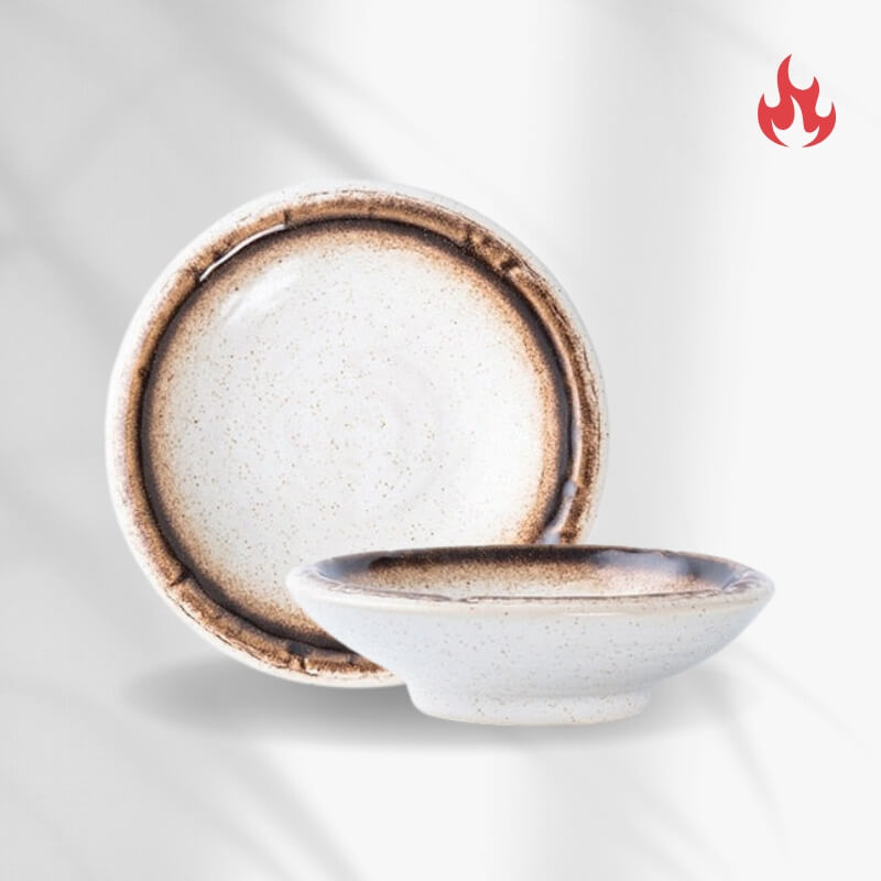 Handmade Ceramic Porcelain Saucer Dishes Porcelain & Marigold (9.7cm X 3cm)
