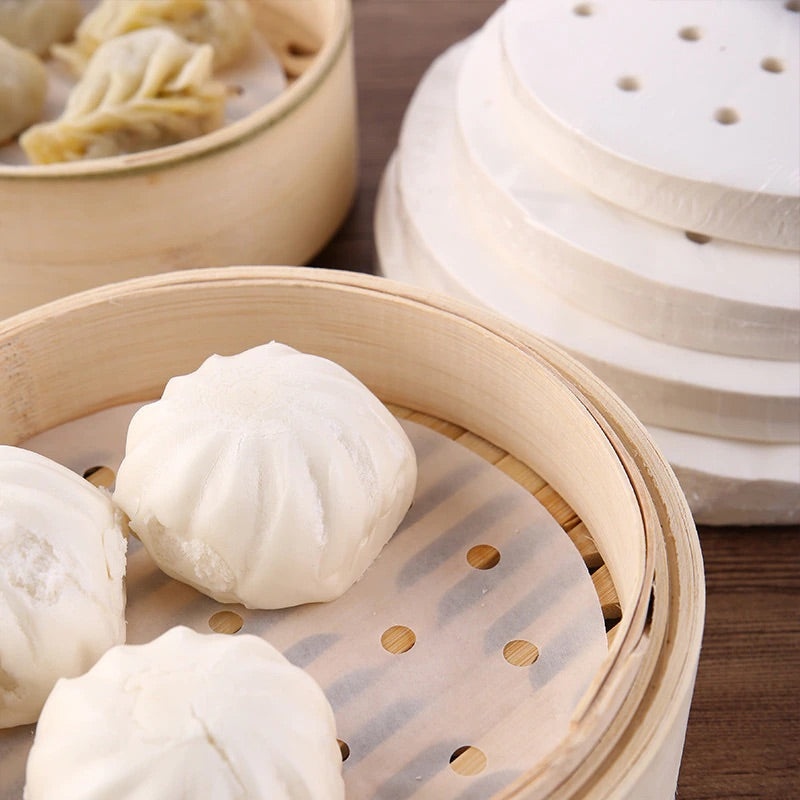 Round Bamboo Steamer Pad Papers - Eco-Friendly Steaming Mats