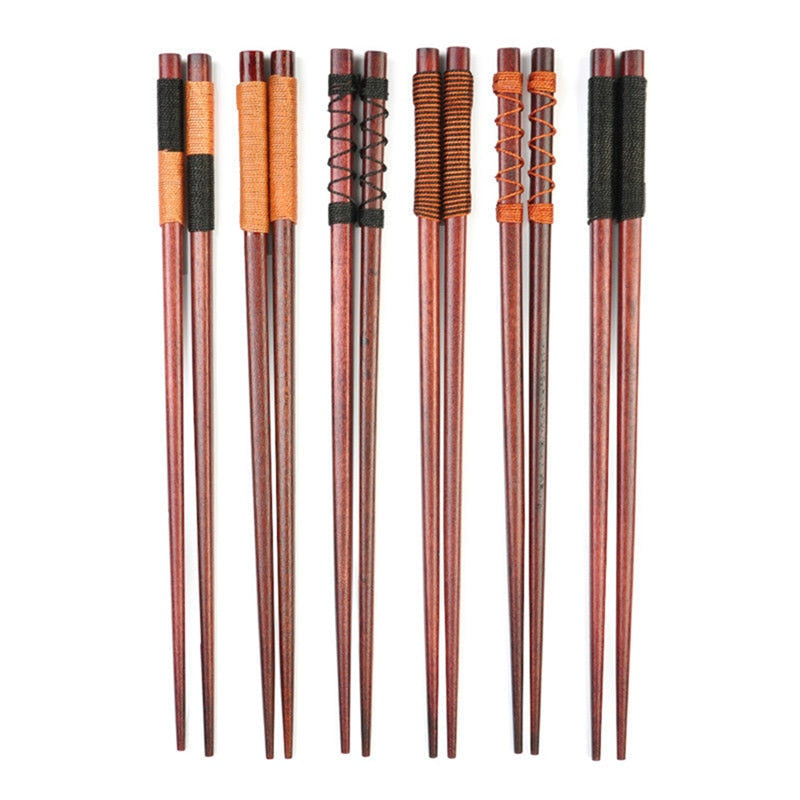 Handmade Classic Japanese Wooden Chestnut Chopsticks Set of 6