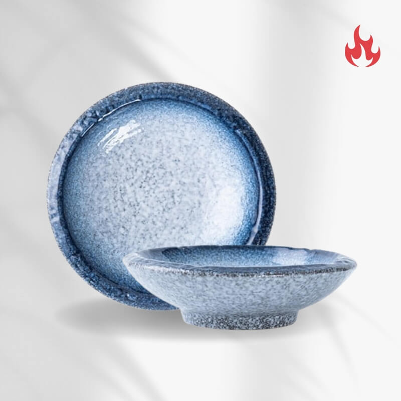 Handmade Ceramic Porcelain Saucer Dishes Arctic Sky & Cobalt Blue (9.7cm X 3cm)